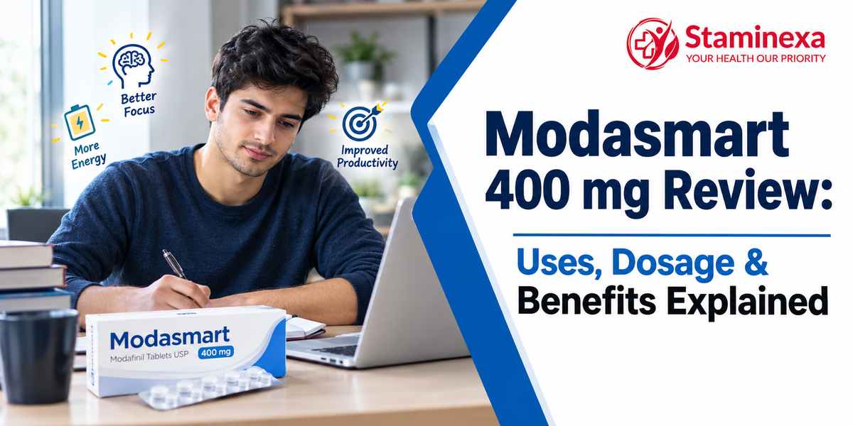 Modasmart 400 mg review highlighting its uses, dosage, and potential benefits for focus and productivity.