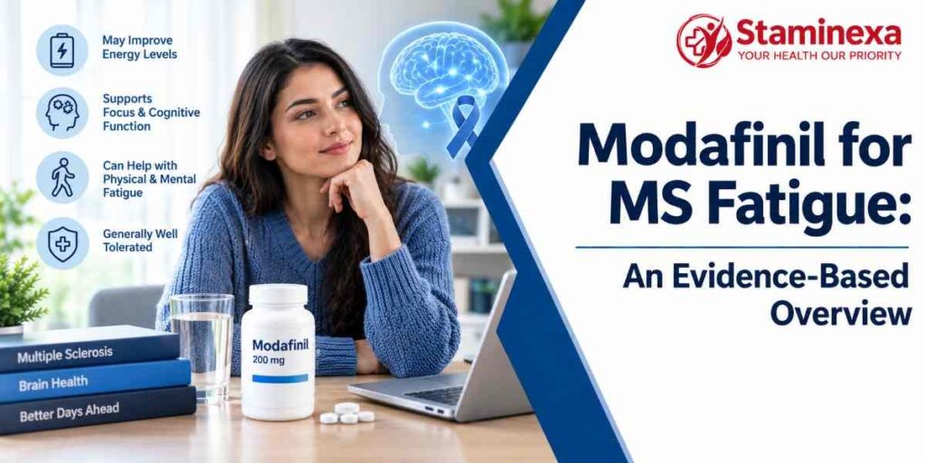 Modafinil for MS fatigue: evidence-based overview of energy, focus, cognitive function, and fatigue management.